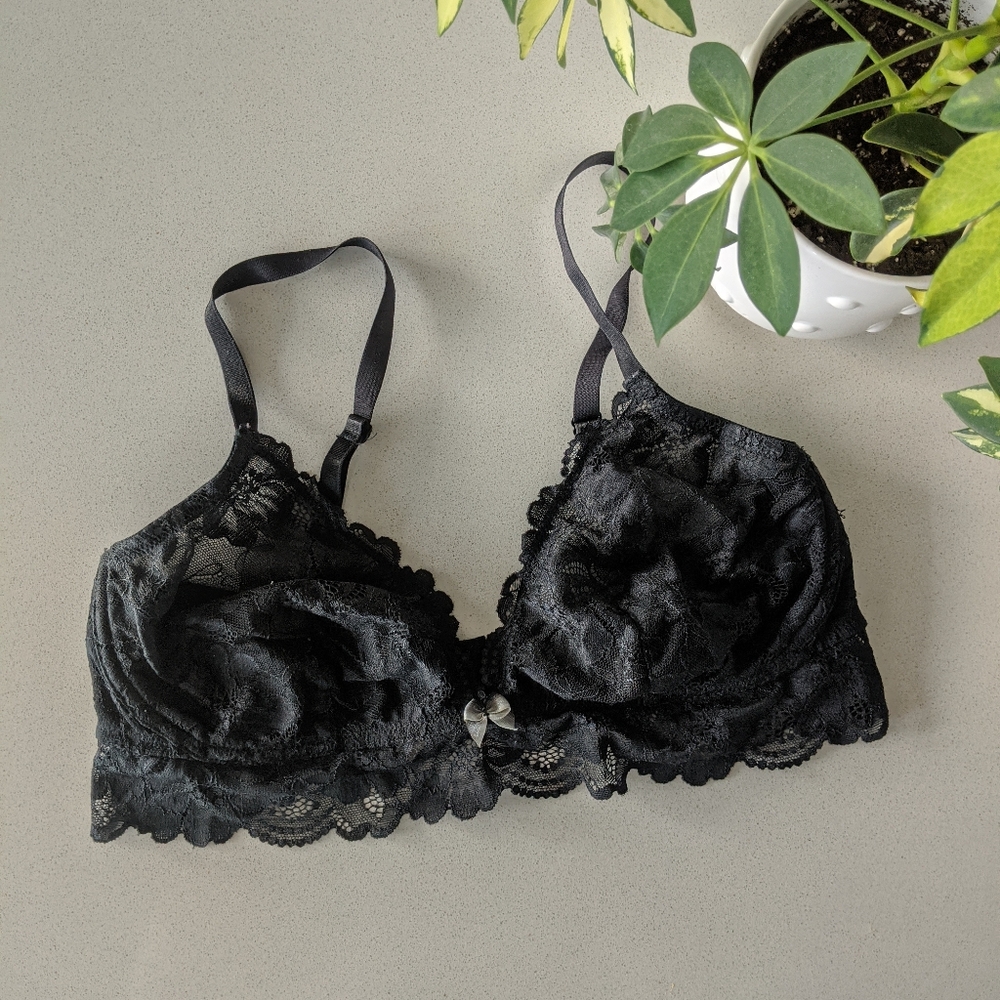 💐Blush lace black bralette